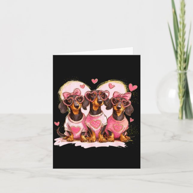 Carte Valentine’s Day Dog Cute Dachshund Dogs For Dog Mo (Devant)