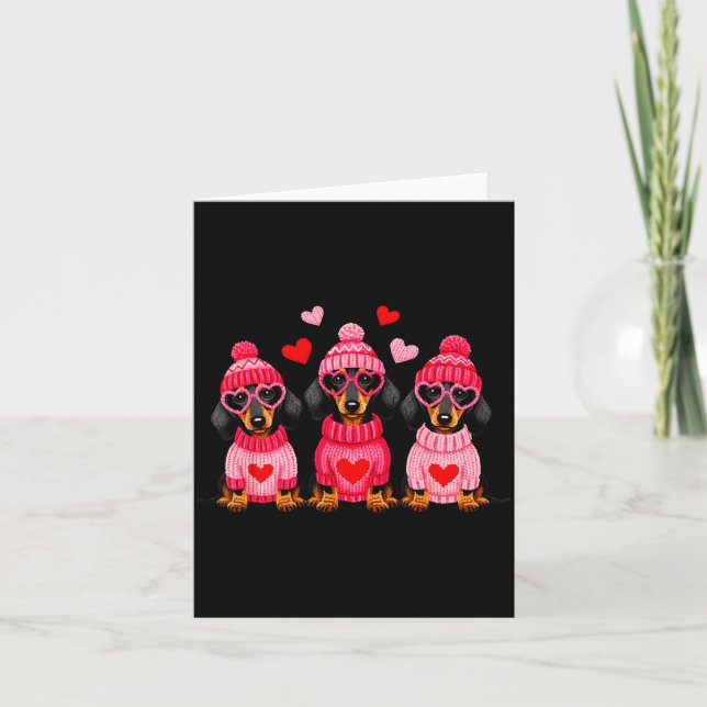 Carte Valentine’s Day Dog Cute Dachshund Dogs For Dog Mo (Devant)