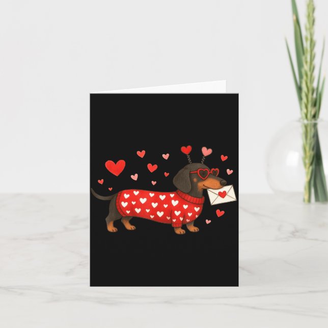 Carte Valentine’s Day Dog Cute Dachshund Dogs For Dog Mo (Devant)