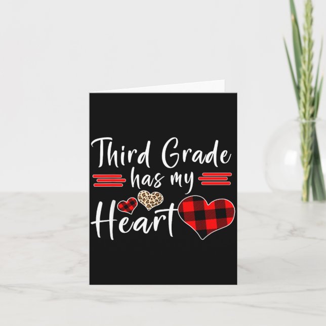 Carte Valentine’s Day Third Grade Has My Heart Plaid Tea (Devant)