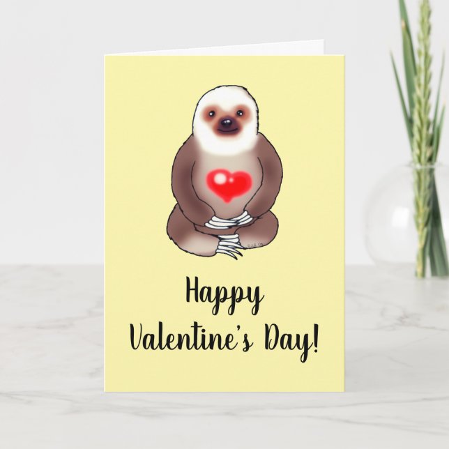 Carte Valentine Sloth with Glowing Heart (Devant)