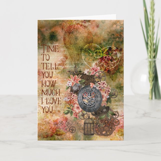 Carte Valentine Style Vintage Steampunk - Vide (Devant)