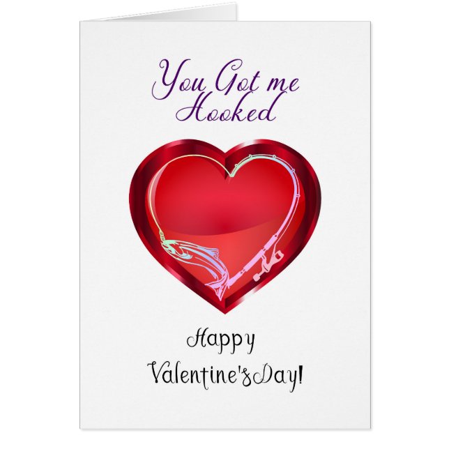 Carte Valentine thème de pêche Vous m'avez accapar (Devant)