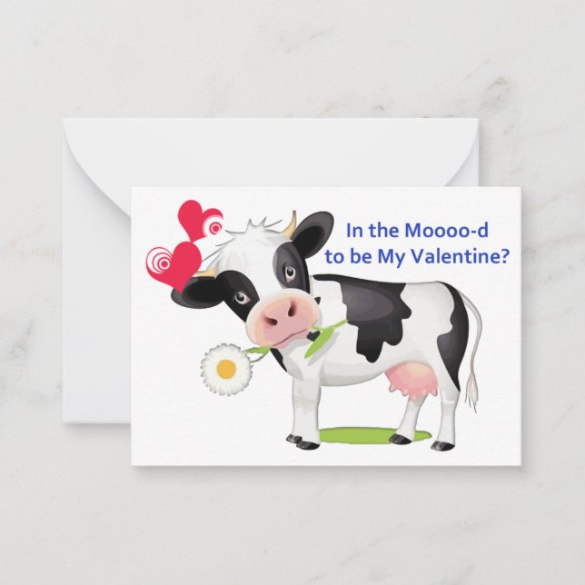 Carte Valentine Vache Fleur pour les enfants (Devant)