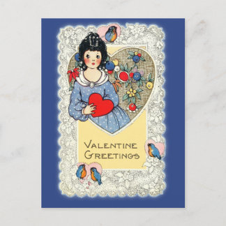 Carte Valentine vintage avec Bluebirds