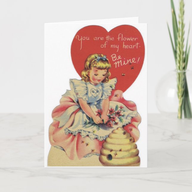 Carte Valentine vintage Bee Hive Be Mine (Devant)