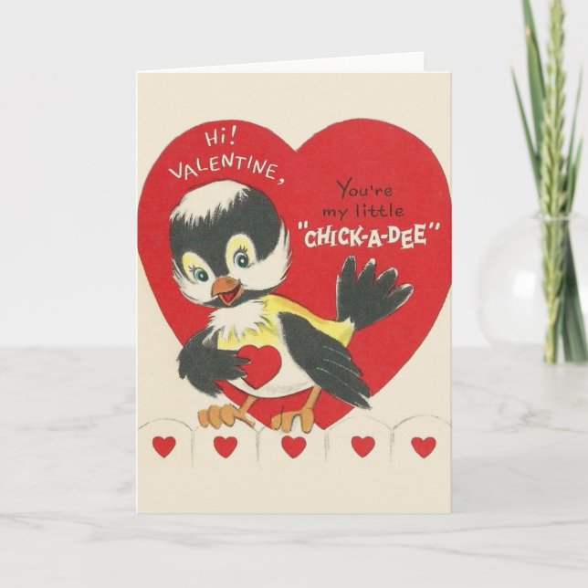 Carte Valentine Vintage Chick-a-Dee (Devant)