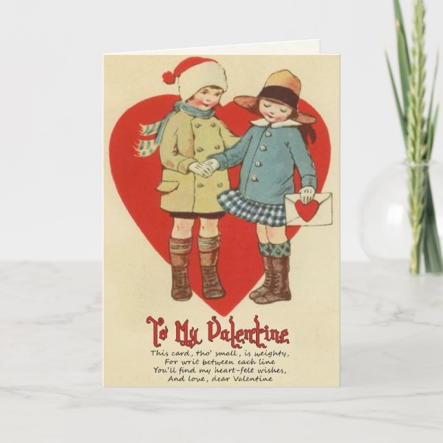 Carte Valentine vintage pour enfants (Devant)