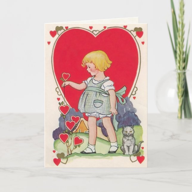 Carte Valentine vintage pour enfants (Devant)