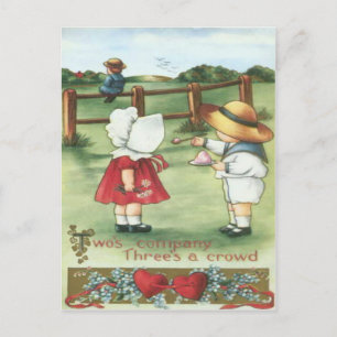 Carte Valentine vintage Retro Boy Feeding Girl