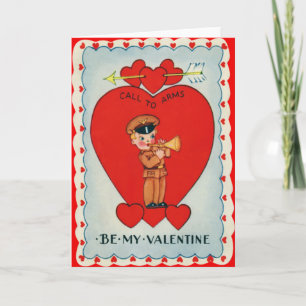Carte Valentine vintage Retro Bugler