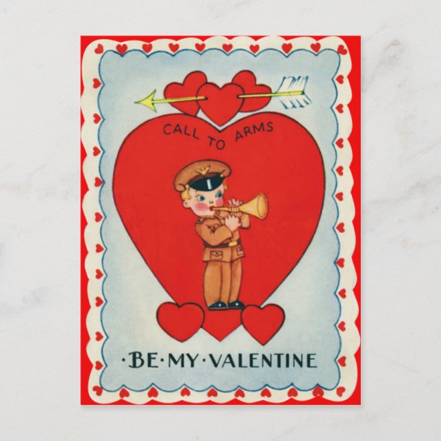 Carte Valentine vintage Retro Bugler (Devant)
