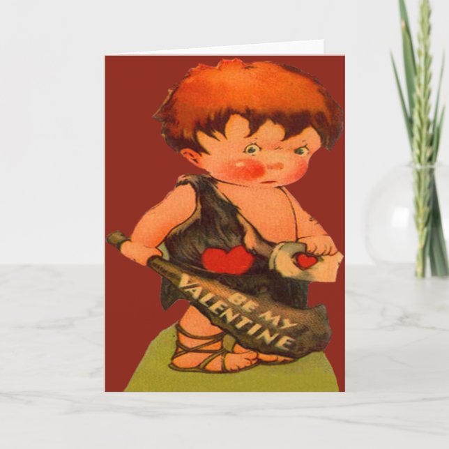 Carte Valentine vintage Retro Cute Caveman (Devant)