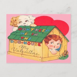 Carte Valentine vintage Retro Dog House