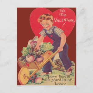 Carte Valentine vintage Retro Gardens