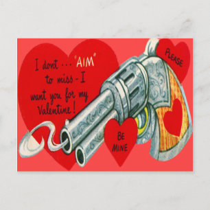 Carte Valentine vintage Retro Gun