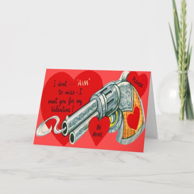 Carte Valentine vintage Retro Gun (Devant)