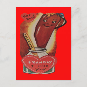Carte Valentine vintage Retro Hot Dog