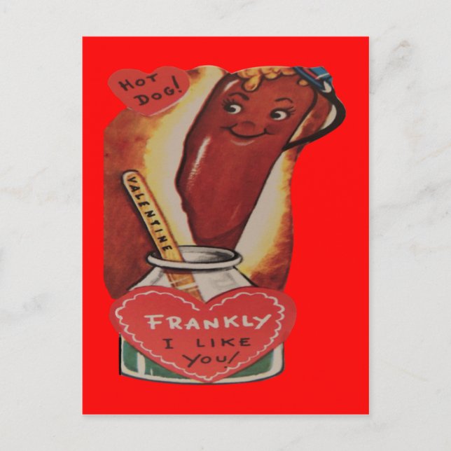 Carte Valentine vintage Retro Hot Dog (Devant)