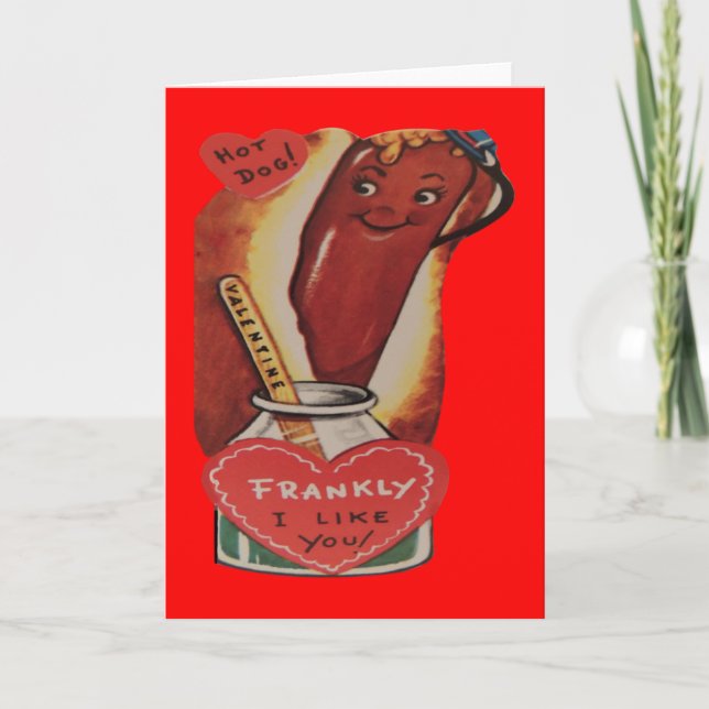 Carte Valentine vintage Retro Hot Dog (Devant)