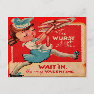 Carte Valentine vintage Retro Hot Dog Witress