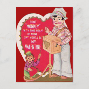 Carte Valentine vintage Retro Organ Grinder