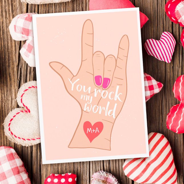 Carte Valentine you rock my world cute illustration (Créateur téléchargé)