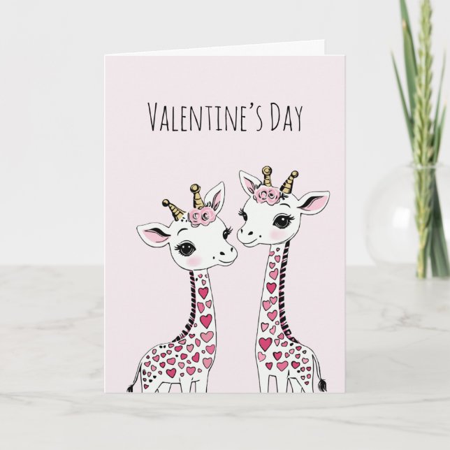 Carte Valentines Adorables Giraffes Valentines (Devant)