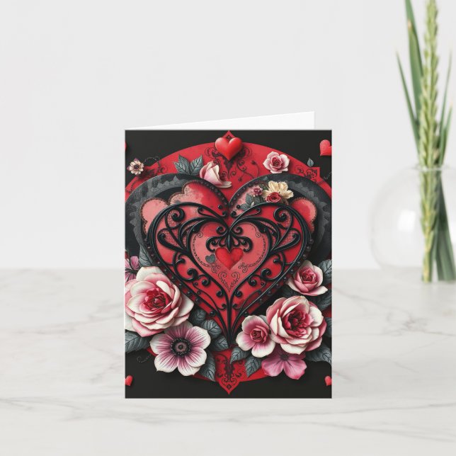Carte Valentines Coeur Gothique (Devant)
