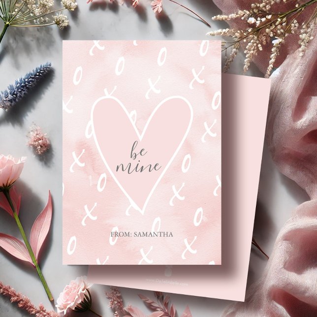Carte Valentines Coeur mignonne (Valentines day cards blush pink heart artwork by Victoria Grigaliunas of Do Tell A Belle)