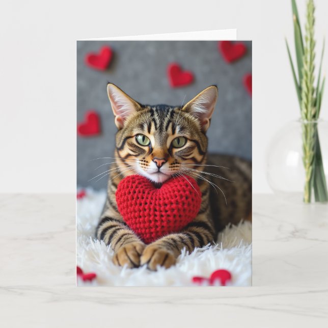 Carte Valentines Cute Cat Heart Card (Devant)