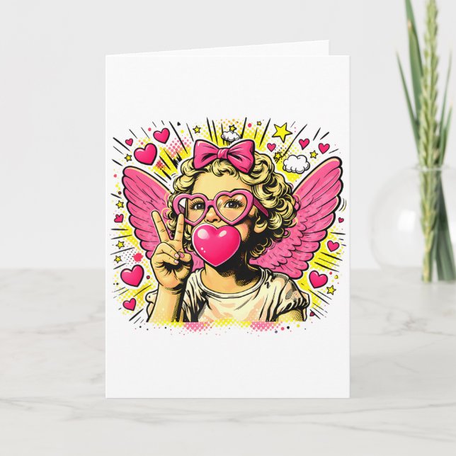 Carte Valentines Cute Cupid Heart Angel Love Holiday Com (Devant)