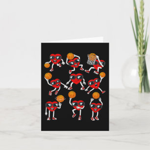 Carte Valentines Day Basketball Heart Dunking Dribbling