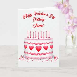Carte Valentine's Day Birthday Cake Customizable Candles
