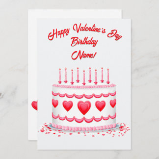 Carte Valentine's Day Birthday Cake Customizable Candles