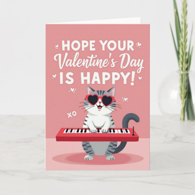 Carte Valentines Day Cat Piano Card (Devant)
