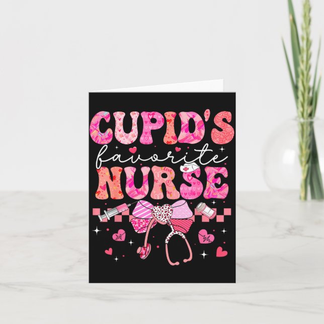 Carte Valentines Day Cud’s Favorite Nurse Heart Girl Wom (Devant)
