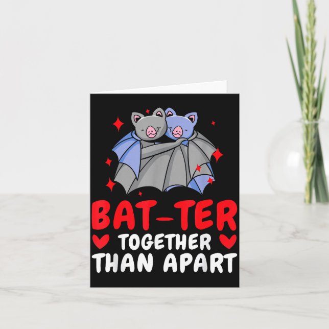 Carte Valentine's Day Cuddling Cute Bats Couple Bat Vale (Devant)