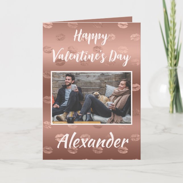 Carte Valentine's Day empreinte de rouge à lèvres pour l (Devant)