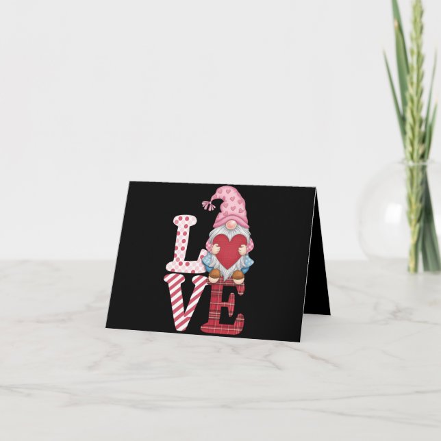 Carte Valentines Day Gnome Love Couple Cadeaux pour elle (Devant)