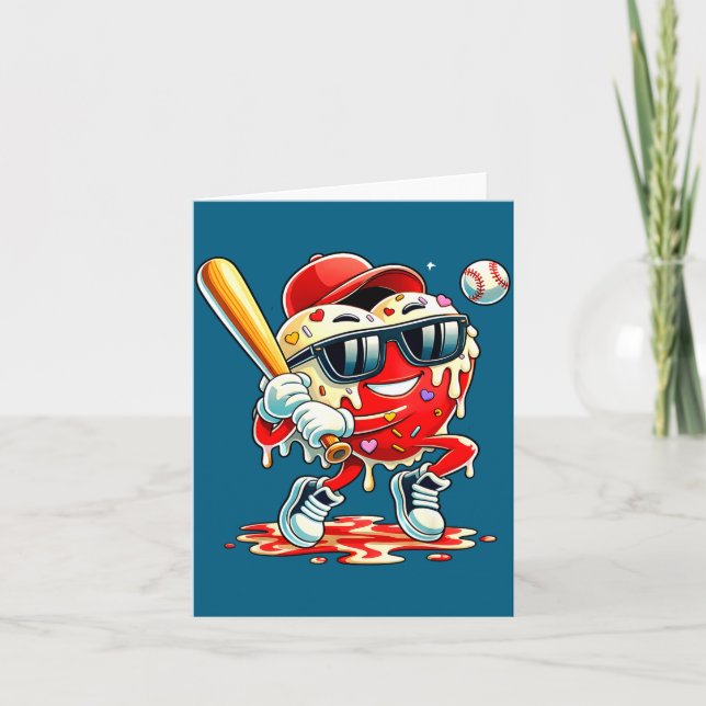 Carte Valentines Day Heart Baseball Drip Ice Cream Boys  (Devant)