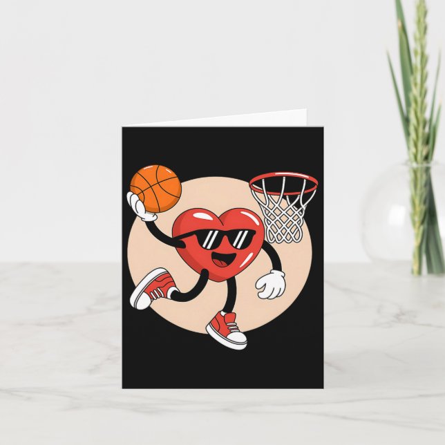 Carte Valentines Day Heart Dunking Basketball 2 (Devant)
