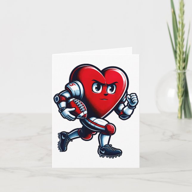 Carte Valentines Day Heart Football Player Team Srts  (Devant)