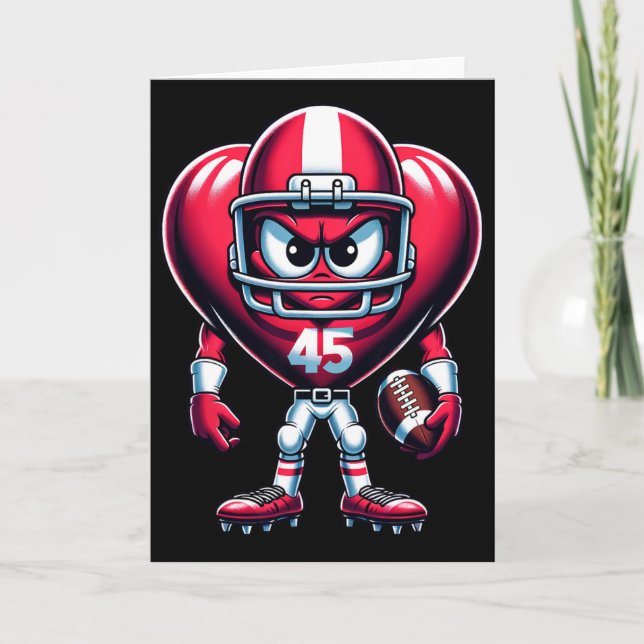 Carte Valentine's Day Heart Football Team Player Sports  (Devant)