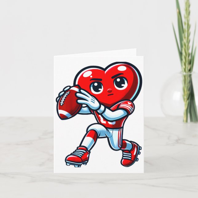Carte Valentines Day Heart Quarterback Football Srts  (Devant)