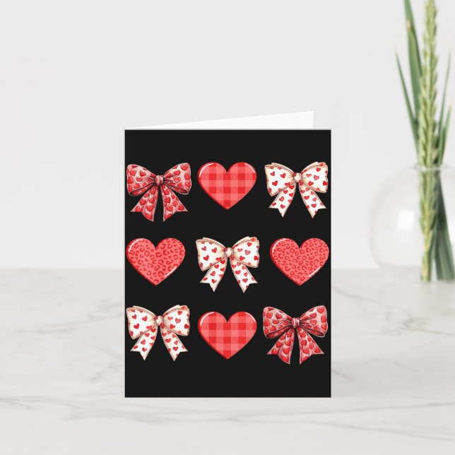 Carte Valentines Day Hearts Leopard Coquette Bow Women G (Devant)