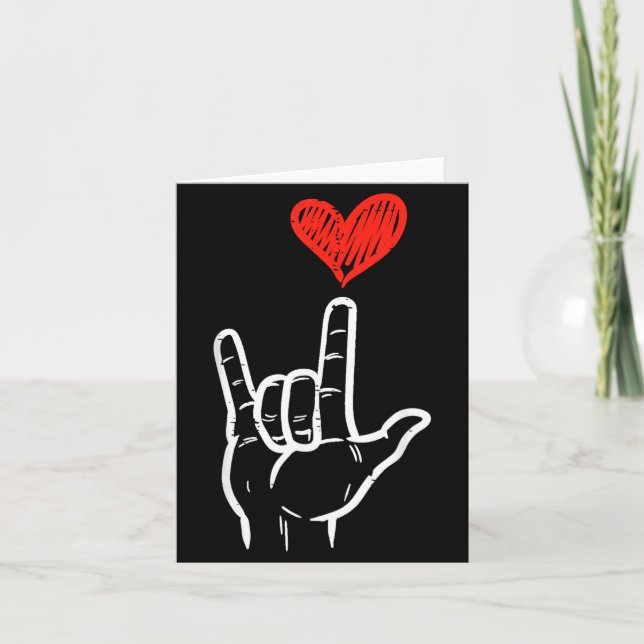 Carte Valentines Day I Love You Hand Sign Asl Heart Wome (Devant)