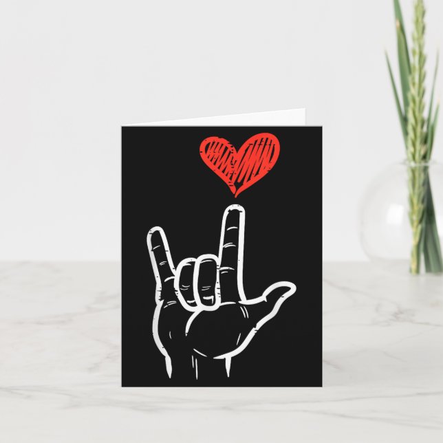 Carte Valentines Day I Love You Hand Sign Asl Heart Wome (Devant)