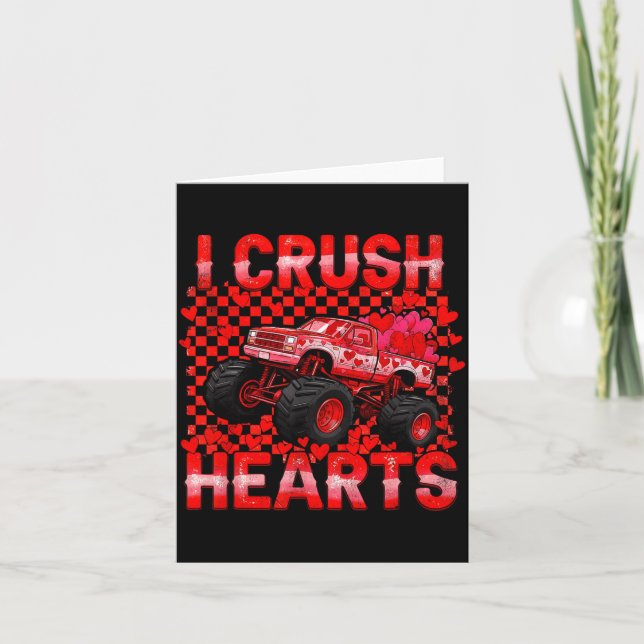 Carte Valentines Day Monster Truck Crush Hearts Toddler  (Devant)