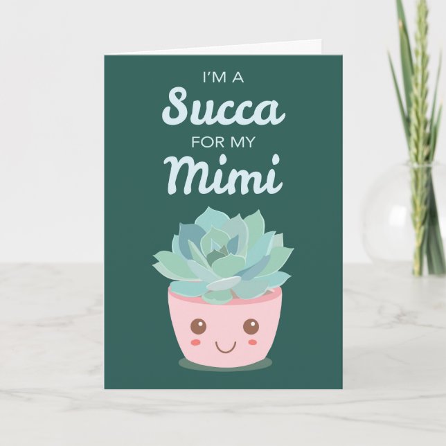 Carte Valentines Day My Mimi avec Kawaii Succulent (Devant)